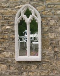 Gotischer Gartenspiegel aus Echtglas, 81cm x 35cm